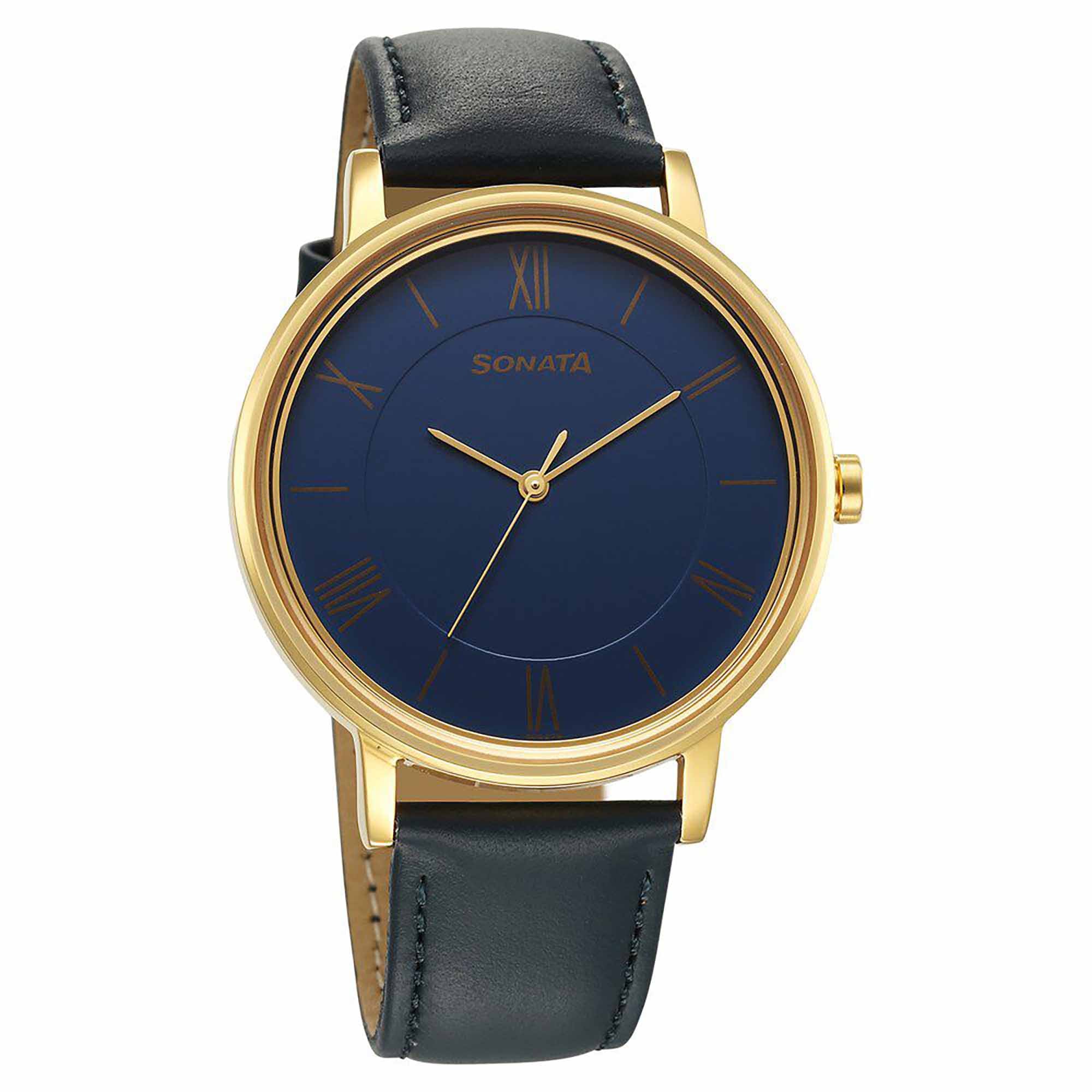 Sota Utsav Quartz Alog Blue Dial Leather Strap Watch for Men (7131YL02)