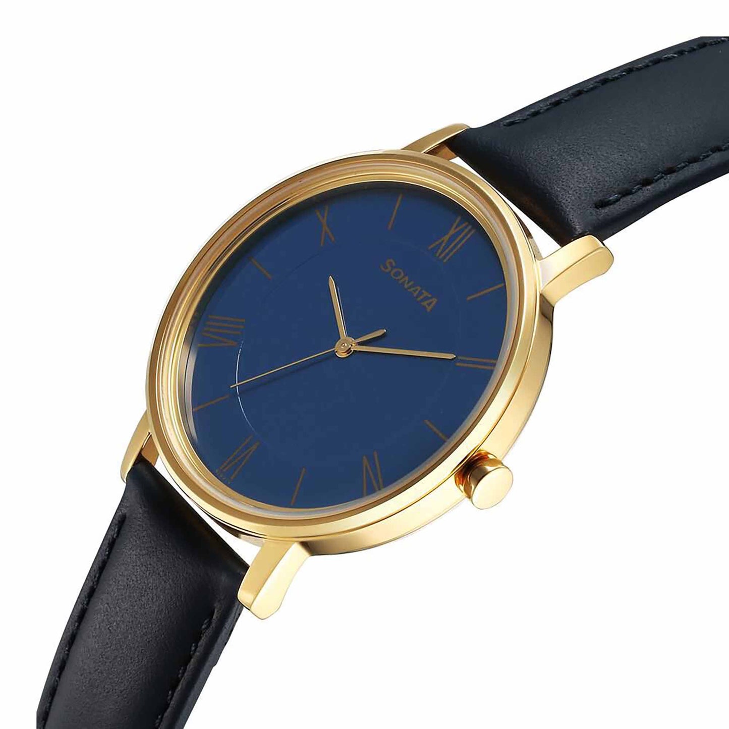 Sota Utsav Quartz Alog Blue Dial Leather Strap Watch for Men (7131YL02)