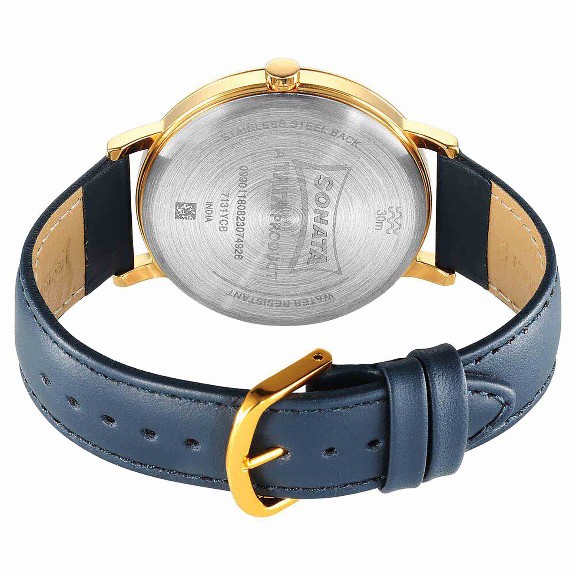Sota Utsav Quartz Alog Blue Dial Leather Strap Watch for Men (7131YL02)