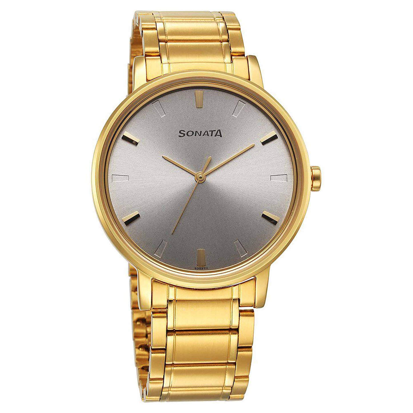 Sota Utsav Quartz Alog Silver Dial Stainless Steel Strap Watch for Men (7131YM02)