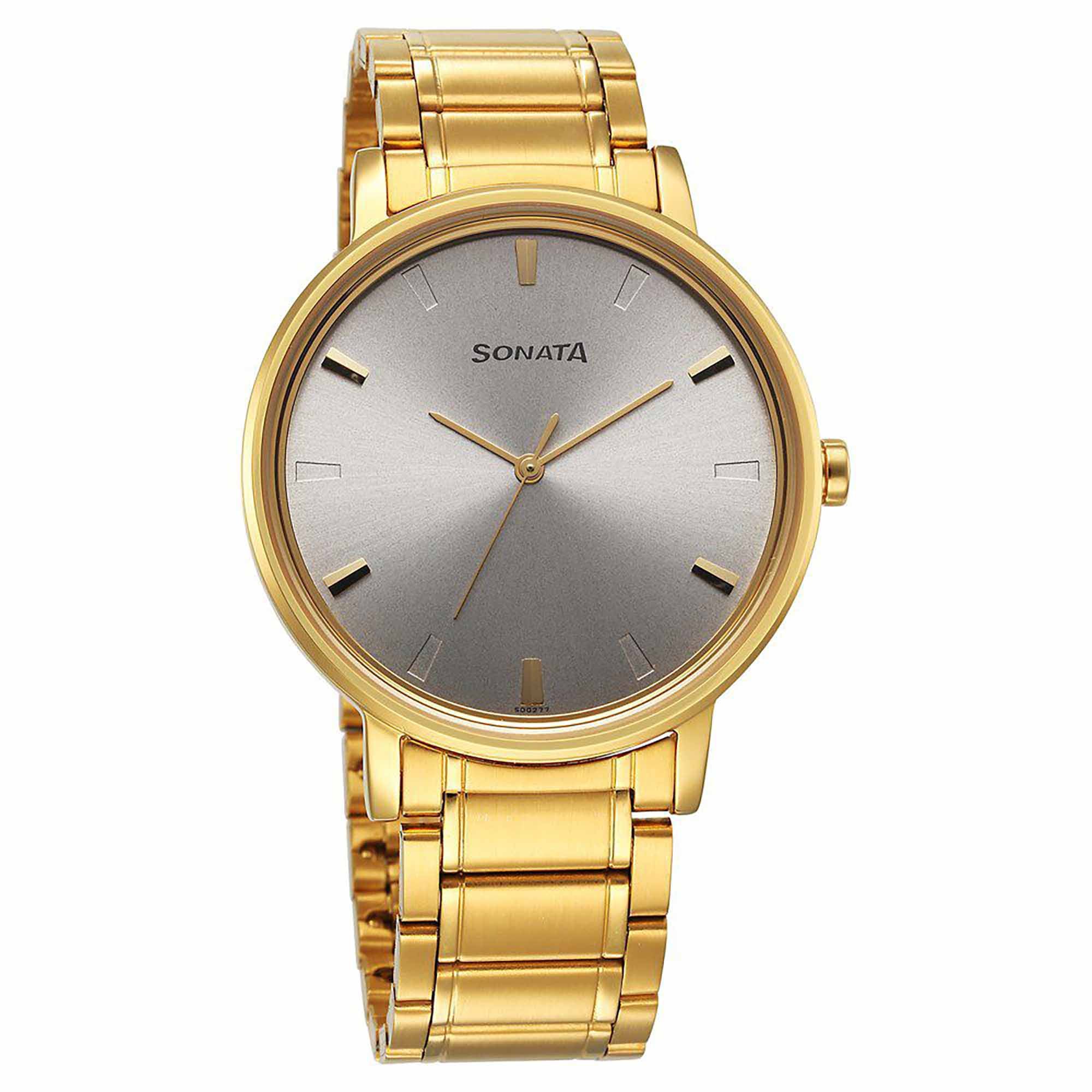 Sota Utsav Quartz Alog Silver Dial Stainless Steel Strap Watch for Men (7131YM02)