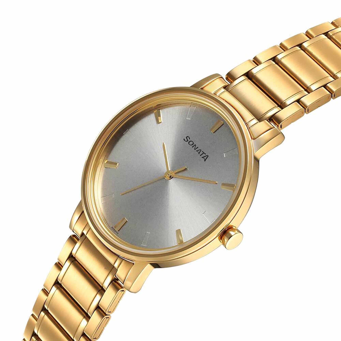 Sota Utsav Quartz Alog Silver Dial Stainless Steel Strap Watch for Men (7131YM02)