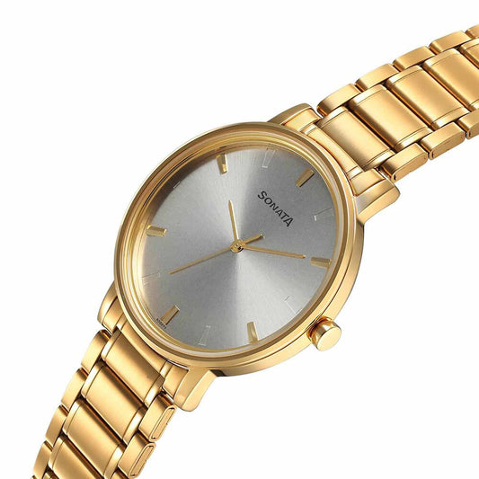 Sota Utsav Quartz Alog Silver Dial Stainless Steel Strap Watch for Men (7131YM02)