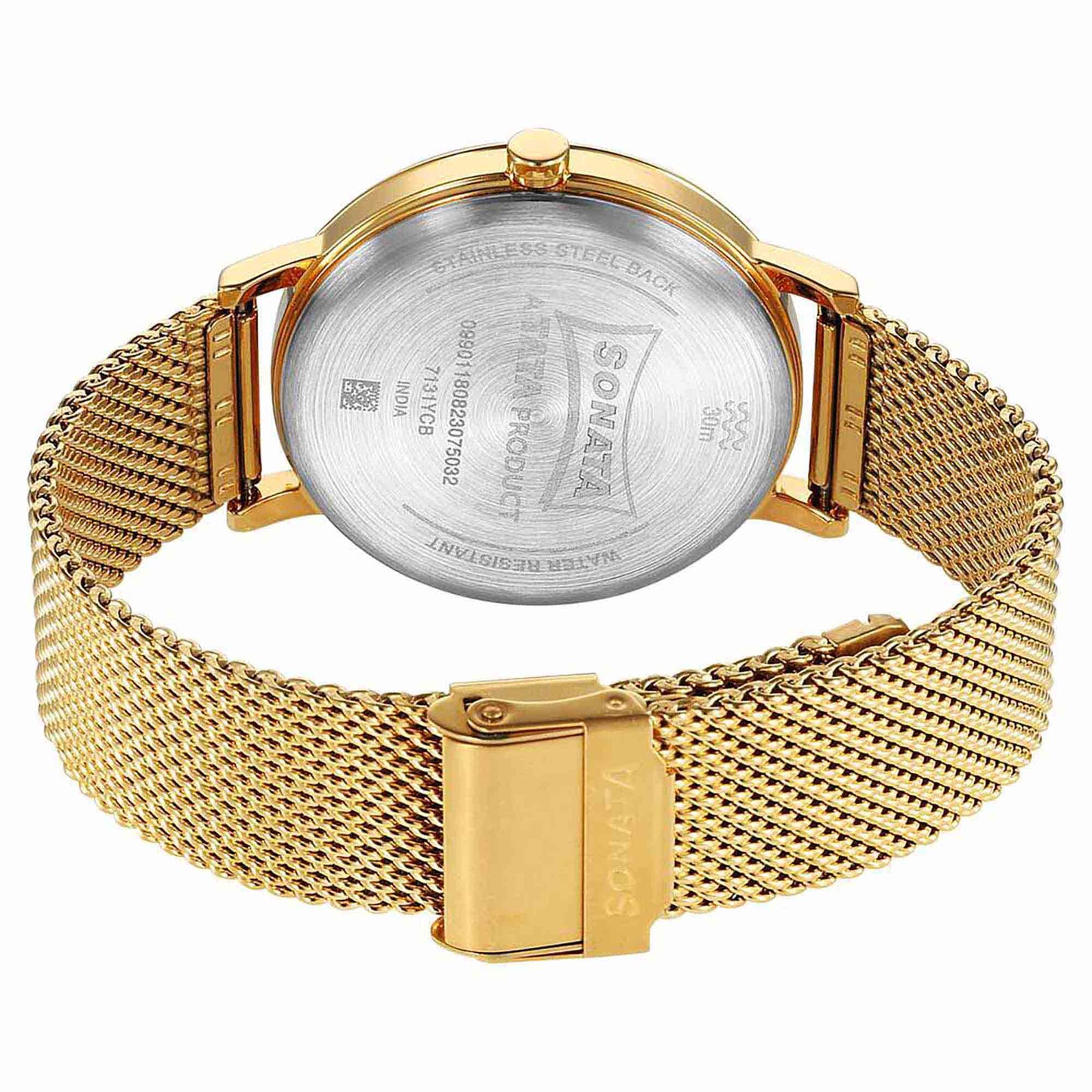 Sota Utsav Quartz Alog Red Dial Stainless Steel Strap Watch for Men (7131YM03)