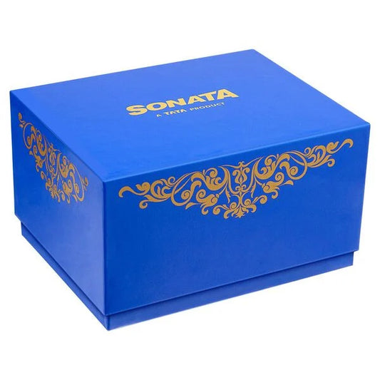 Sonata Black Dial Two Toned Metal Strap Analog with Date Watch for Couple