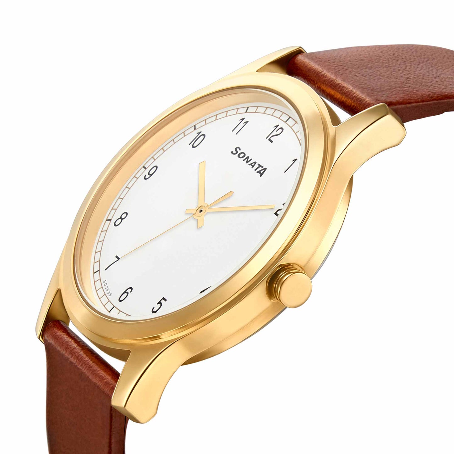 Sonata Quartz Analog White Dial Leather Strap Watch for Men