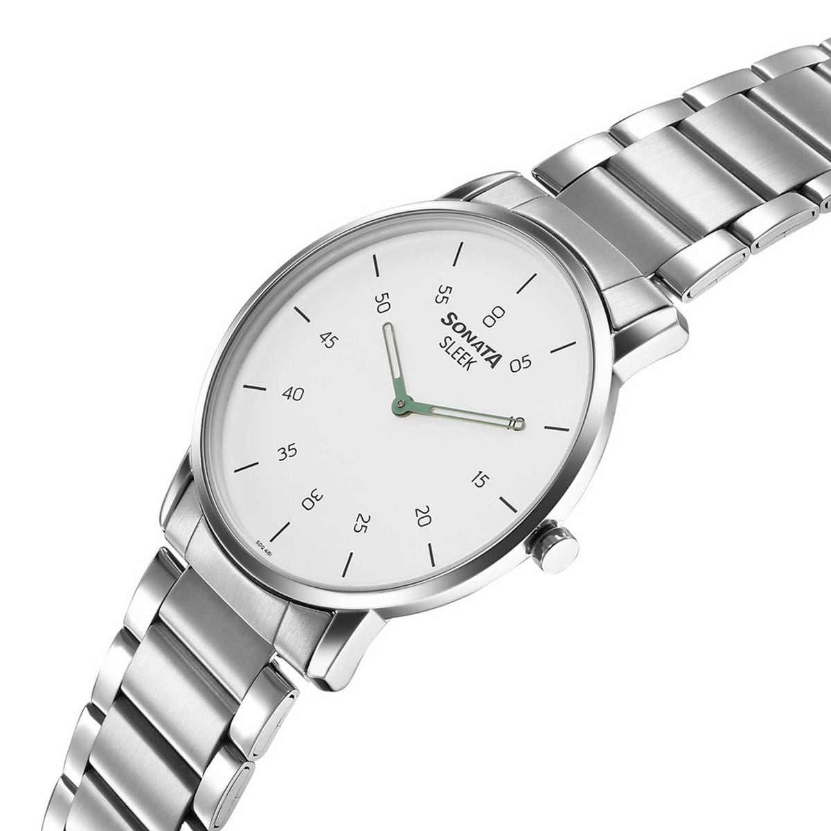 Sonata White Dial Silver Stainless Steel Strap Analog Watch for Men
