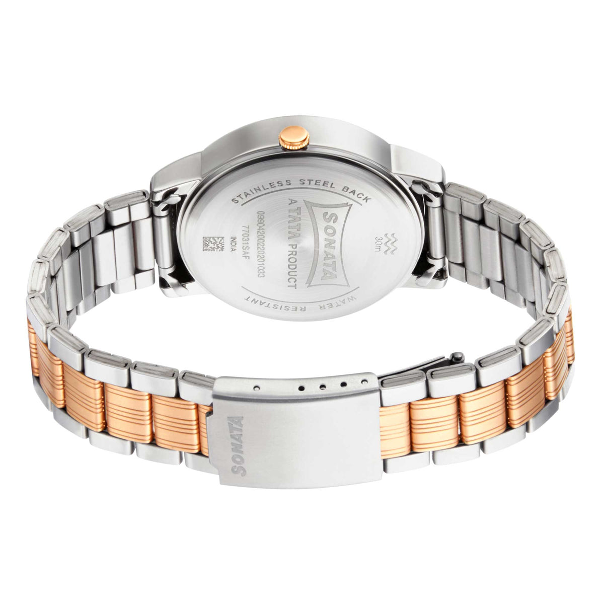 Sonata White Dial Two Toned Metal Strap Analog with Date and Day Watch for Men