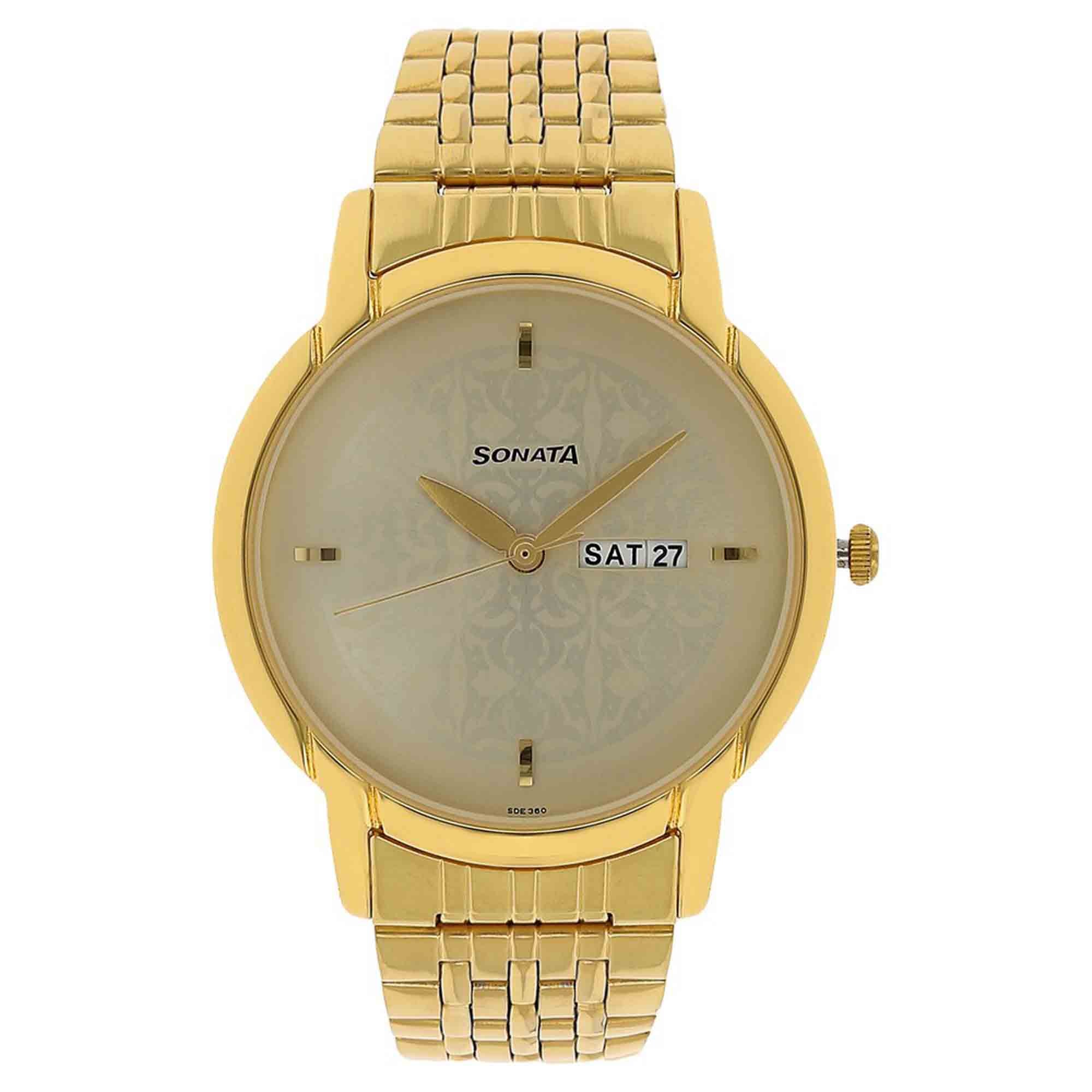 Sonata Strap Material Stainless Steel Dial Colour Champagne 77031YM04