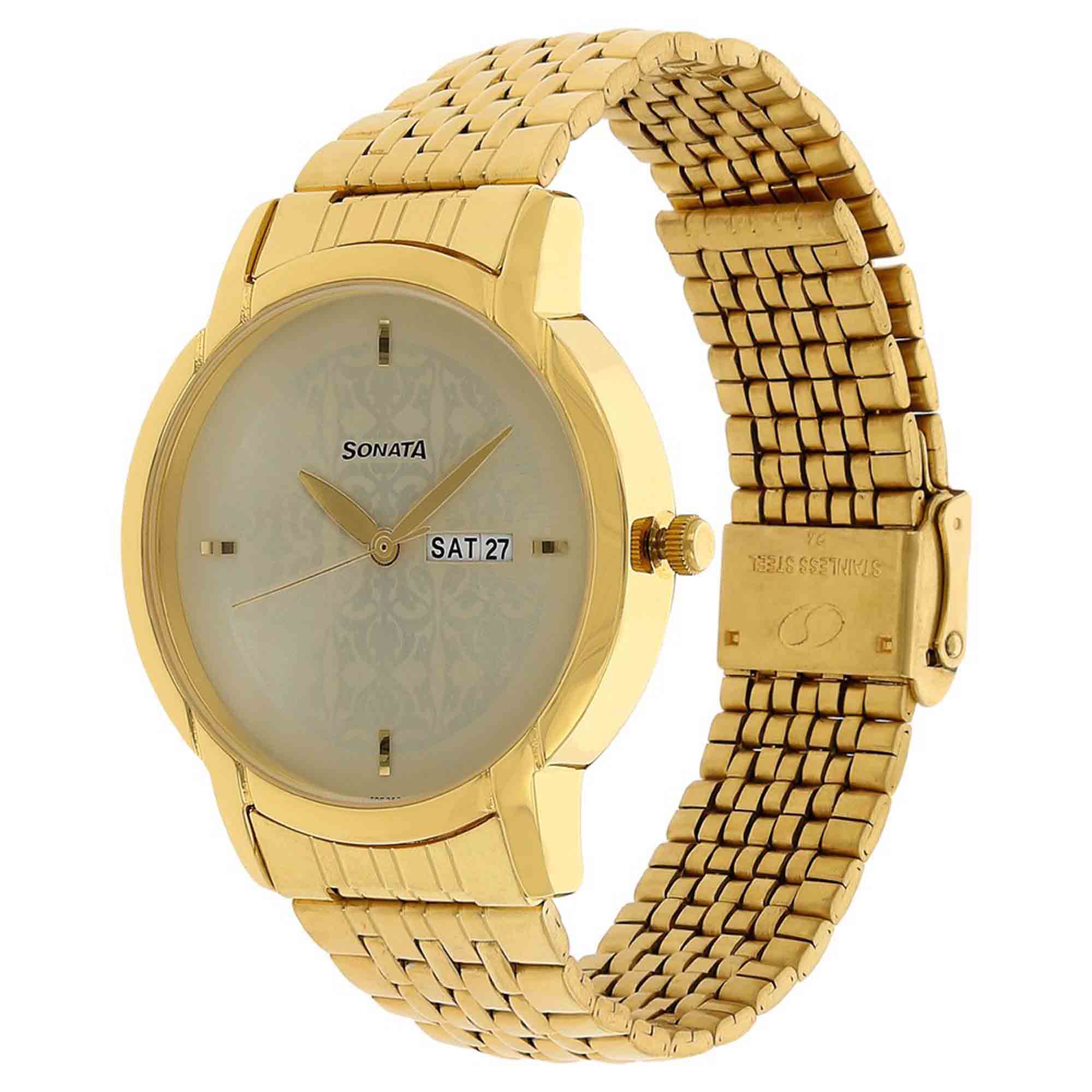 Sonata Strap Material Stainless Steel Dial Colour Champagne 77031YM04