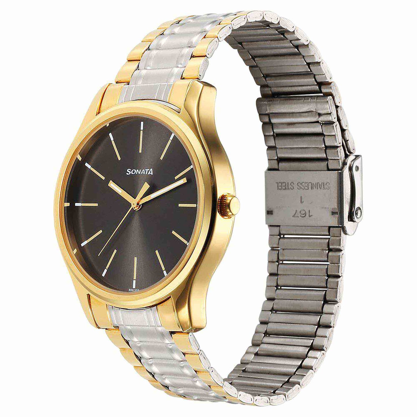 Sota Traditiol Essentials Quartz Alog Grey Dial Stainless Steel Strap Watch for Men (77082BM02)