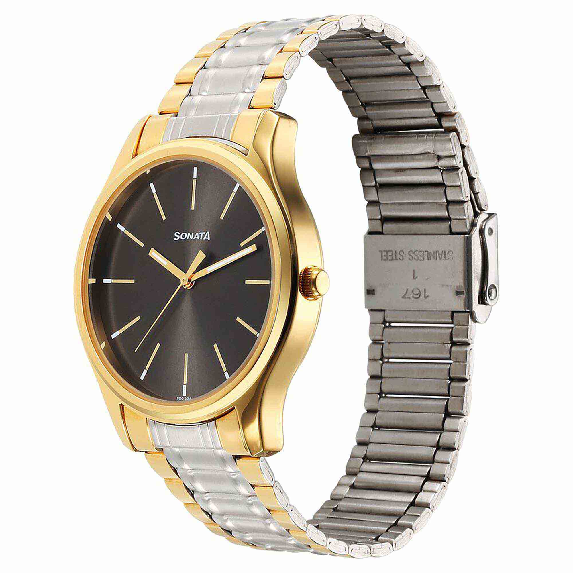 Sota Traditiol Essentials Quartz Alog Grey Dial Stainless Steel Strap Watch for Men (77082BM02)