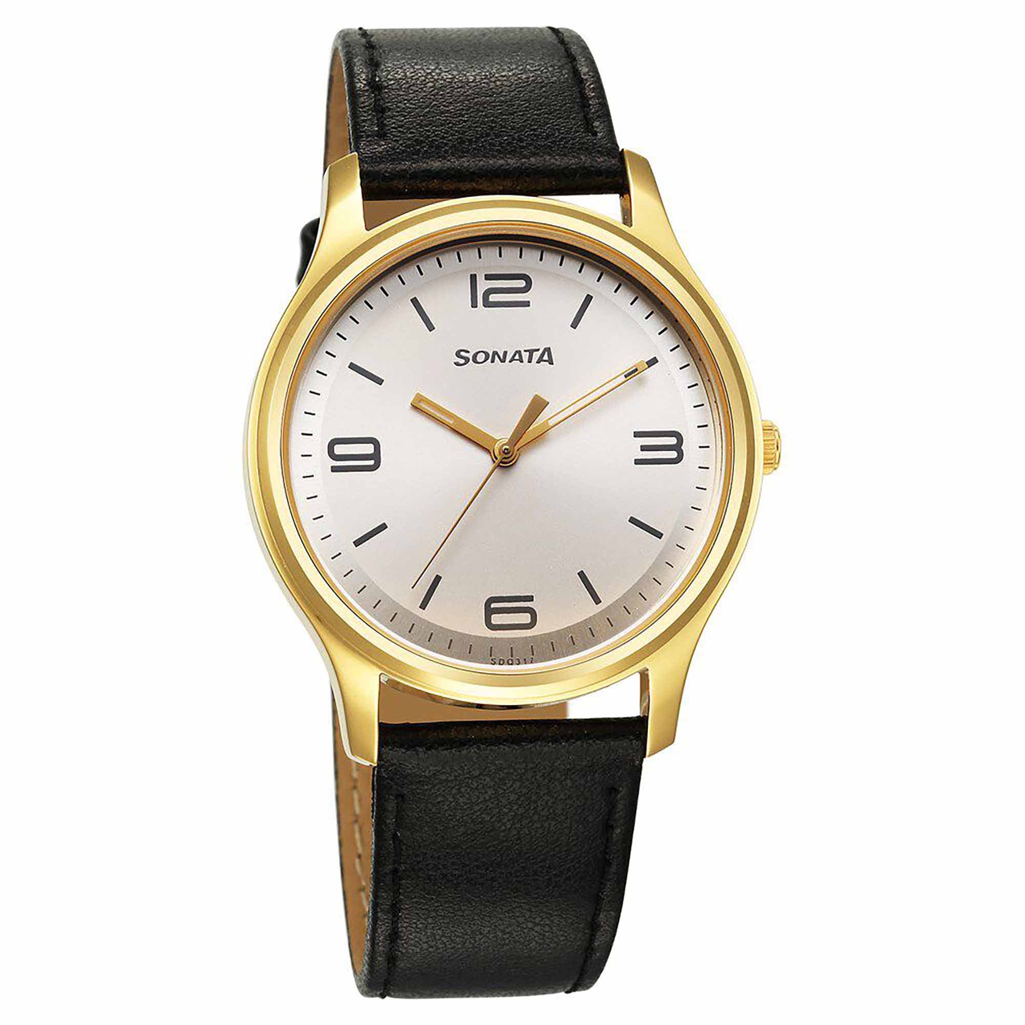 Sota Traditiol Essentials Quartz Alog Silver Dial Leather Strap Watch for Men (77082YL09)