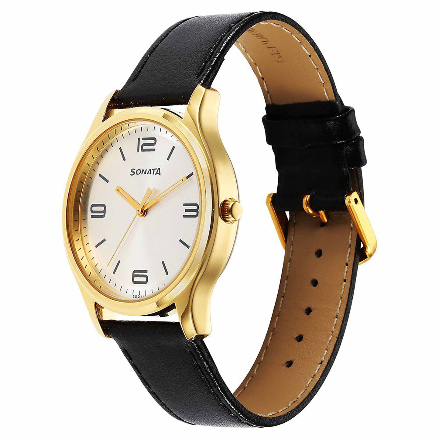 Sota Traditiol Essentials Quartz Alog Silver Dial Leather Strap Watch for Men (77082YL09)