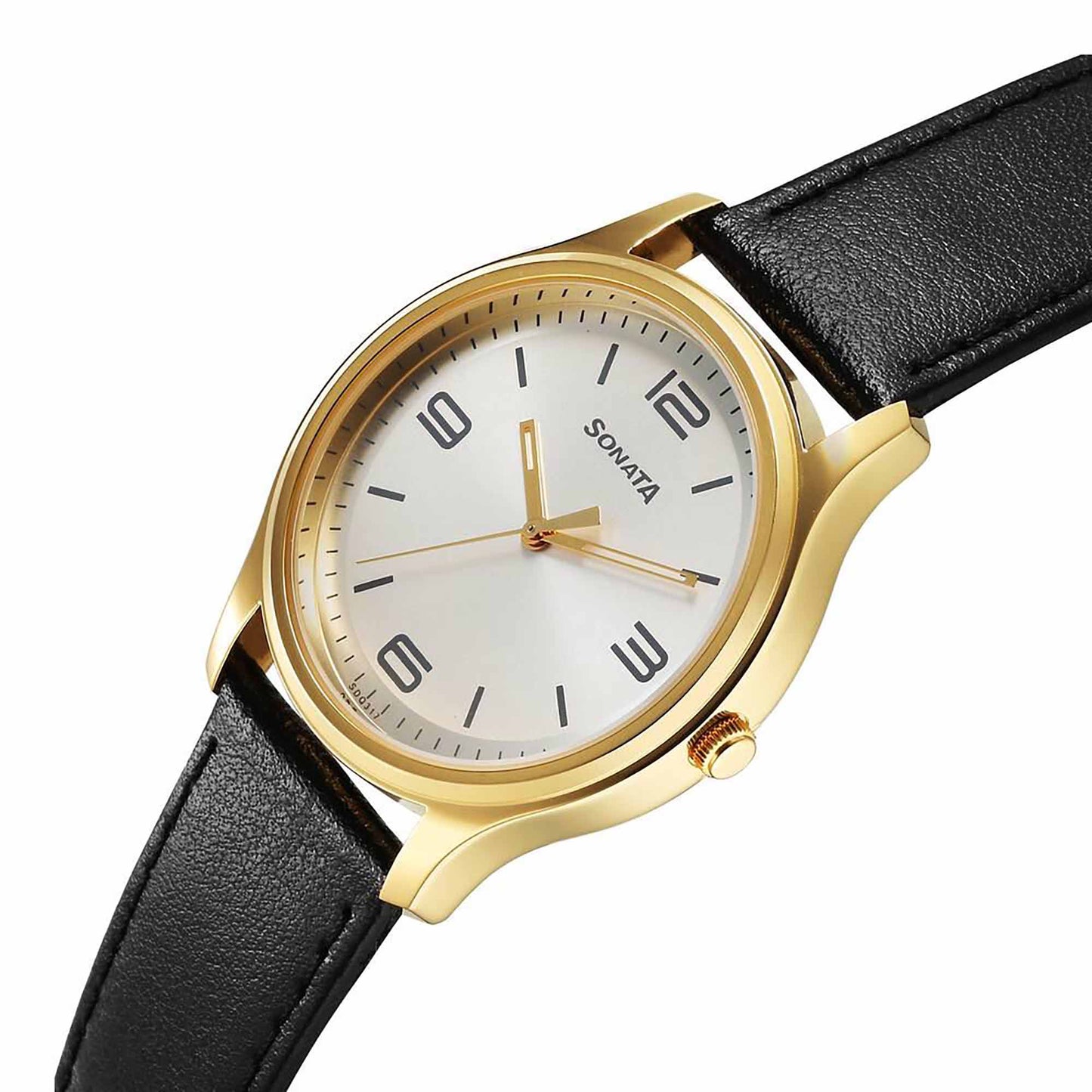 Sota Traditiol Essentials Quartz Alog Silver Dial Leather Strap Watch for Men (77082YL09)