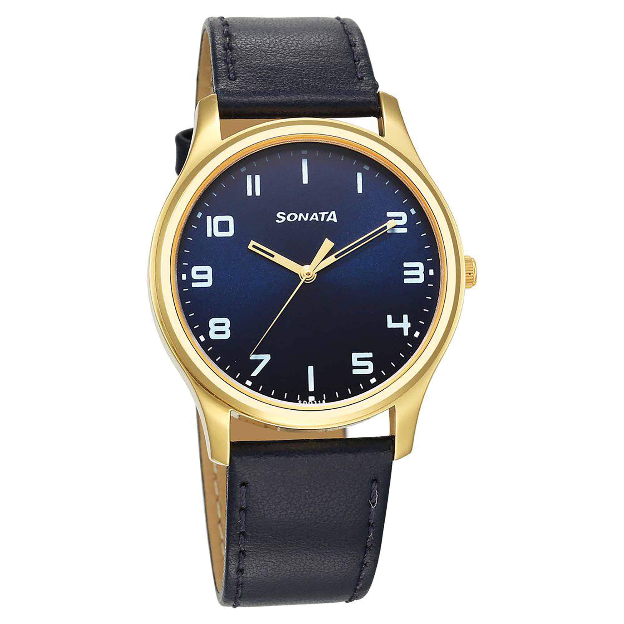 Sota Traditiol Essentials Quartz Alog Blue Dial Leather Strap Watch for Men (77082YL10)