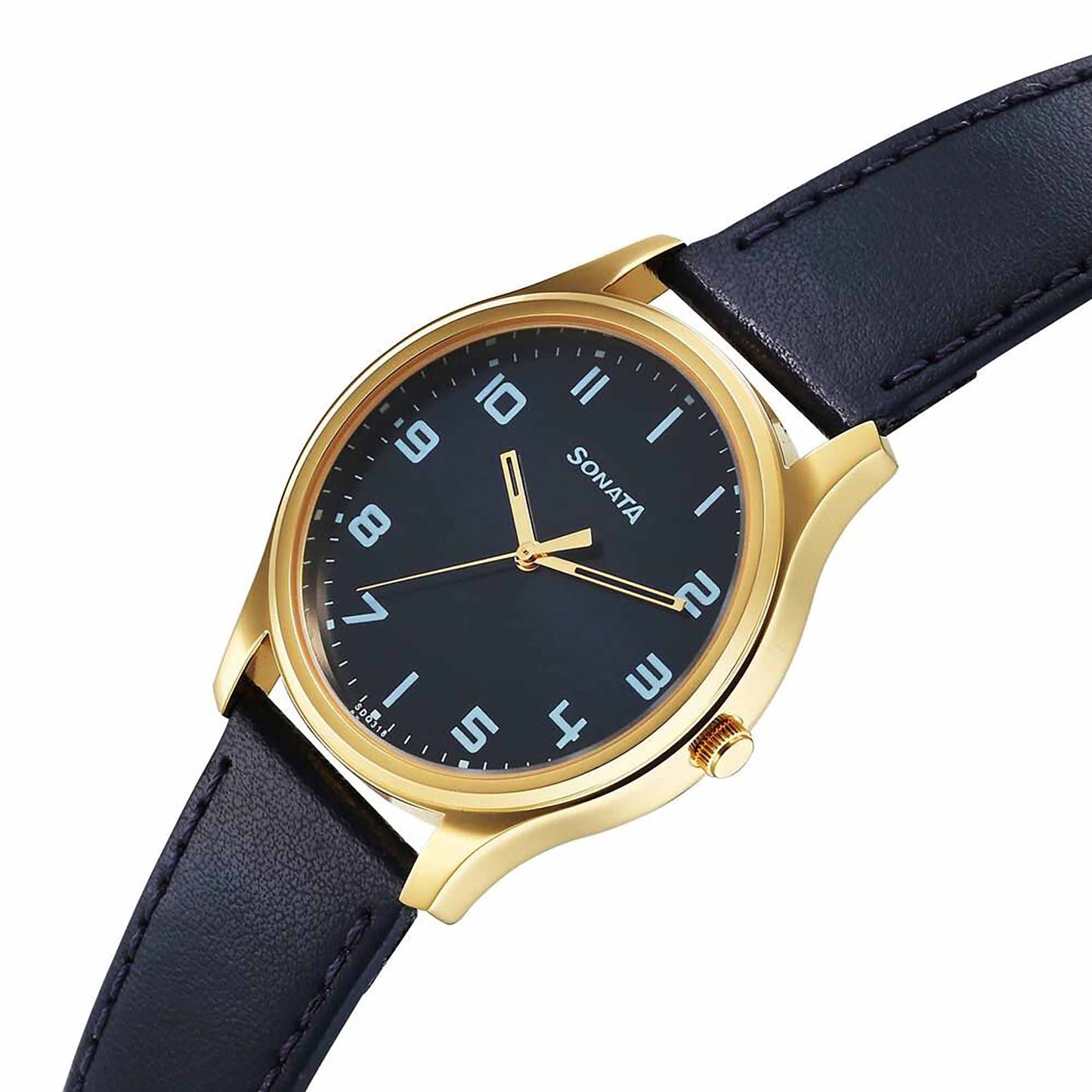 Sota Traditiol Essentials Quartz Alog Blue Dial Leather Strap Watch for Men (77082YL10)