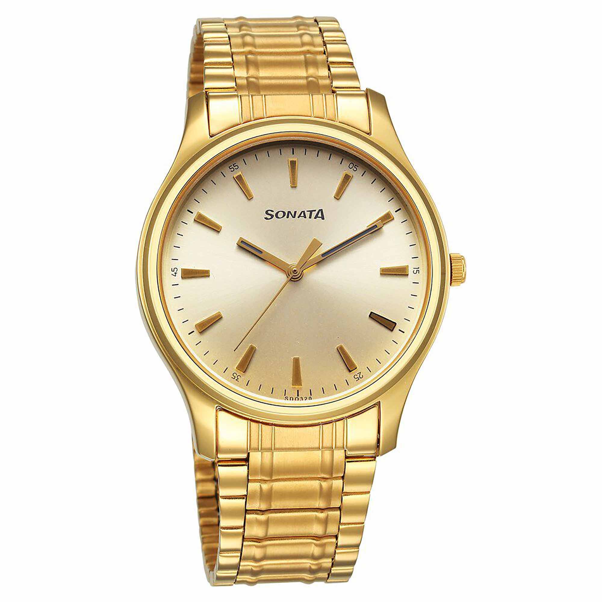 Sota Traditiol Essentials Quartz Alog Champagne Dial Stainless Steel Strap Watch for Men (77082YM11)