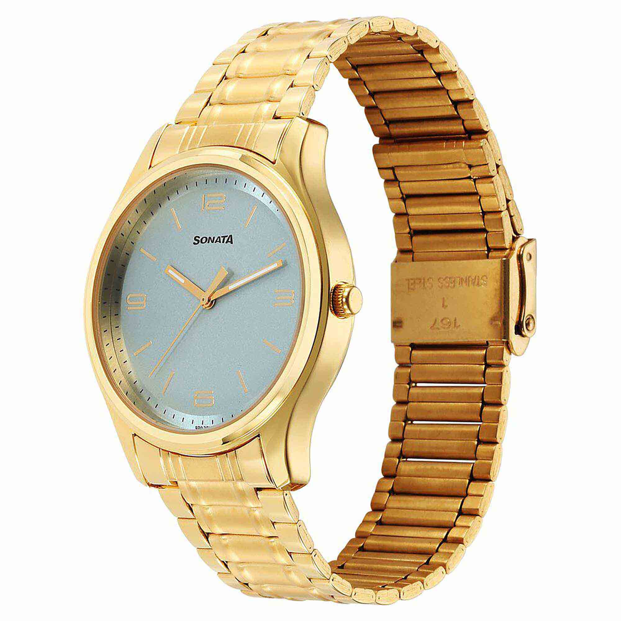 Sota Traditiol Essentials Quartz Alog Blue Dial Stainless Steel Strap Watch for Men (77082YM12)