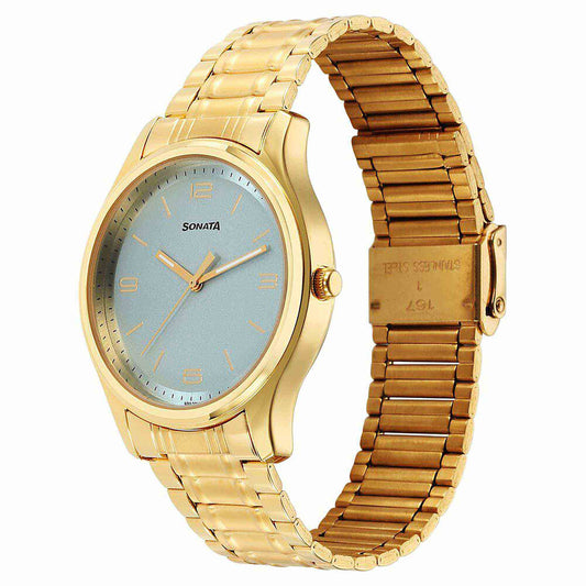 Sota Traditiol Essentials Quartz Alog Blue Dial Stainless Steel Strap Watch for Men (77082YM12)
