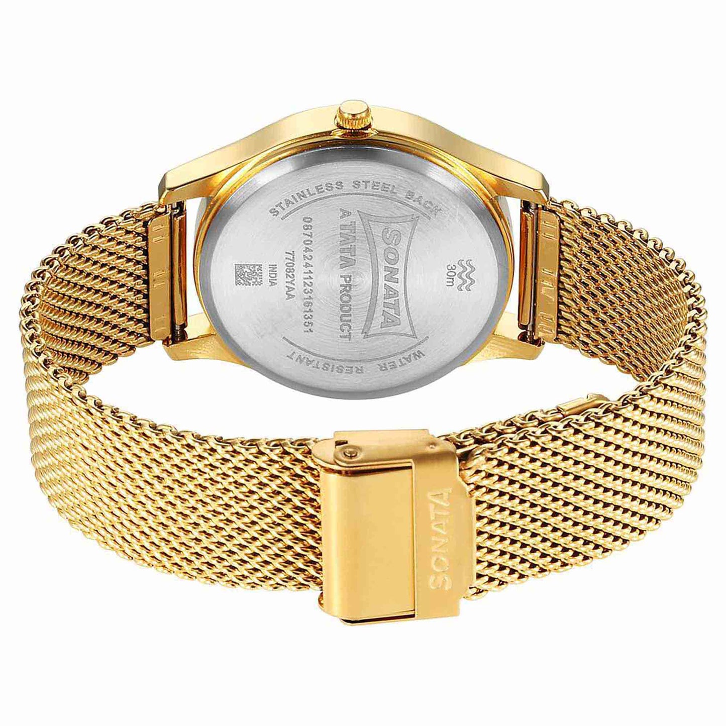 Sota Traditiol Essentials Quartz Alog Champagne Dial Stainless Steel Strap Watch for Men (77082YM13)
