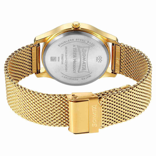Sota Traditiol Essentials Quartz Alog Champagne Dial Stainless Steel Strap Watch for Men (77082YM13)