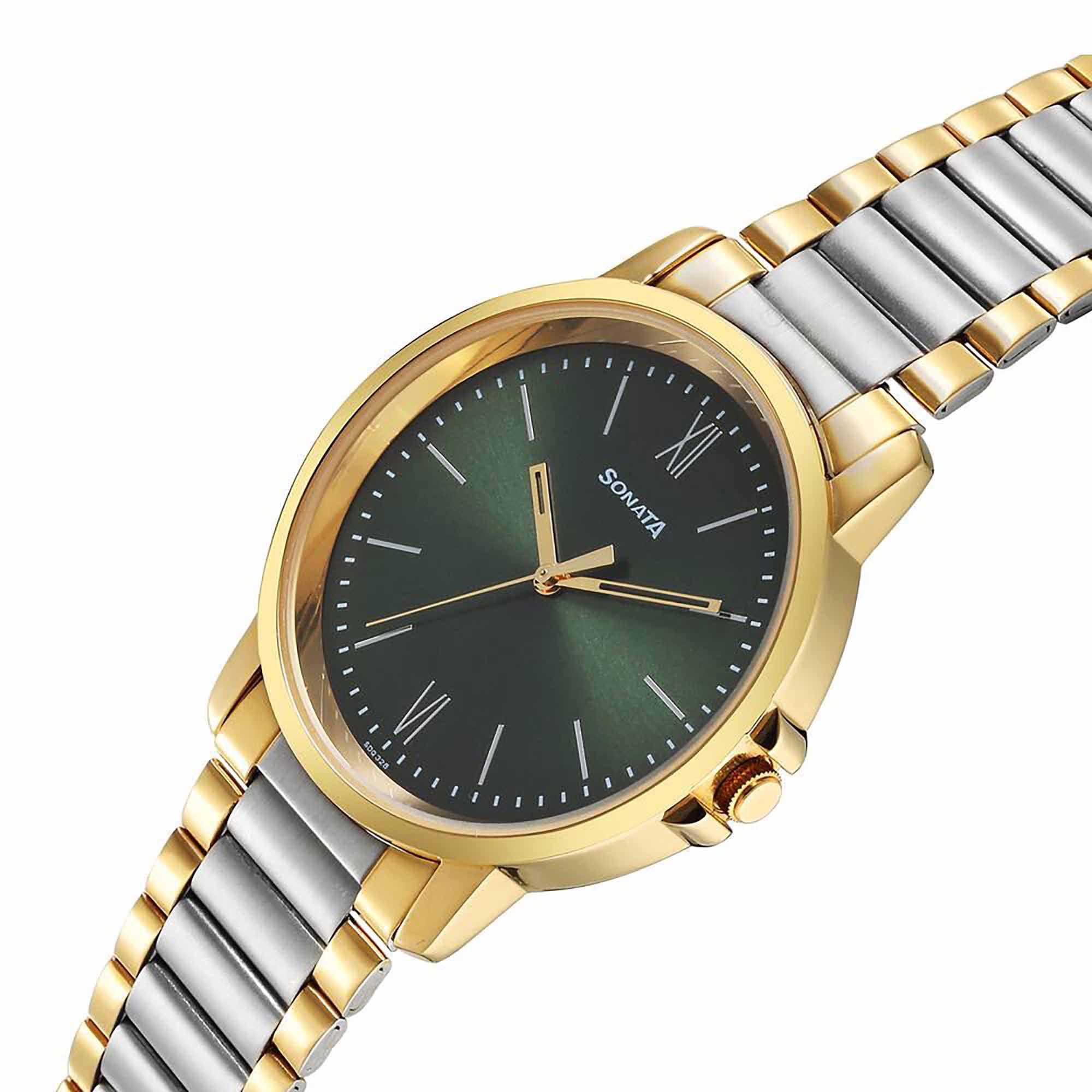 Sota Traditiol Essentials Quartz Alog Green Dial Stainless Steel Strap Watch for Men (77083BM01)