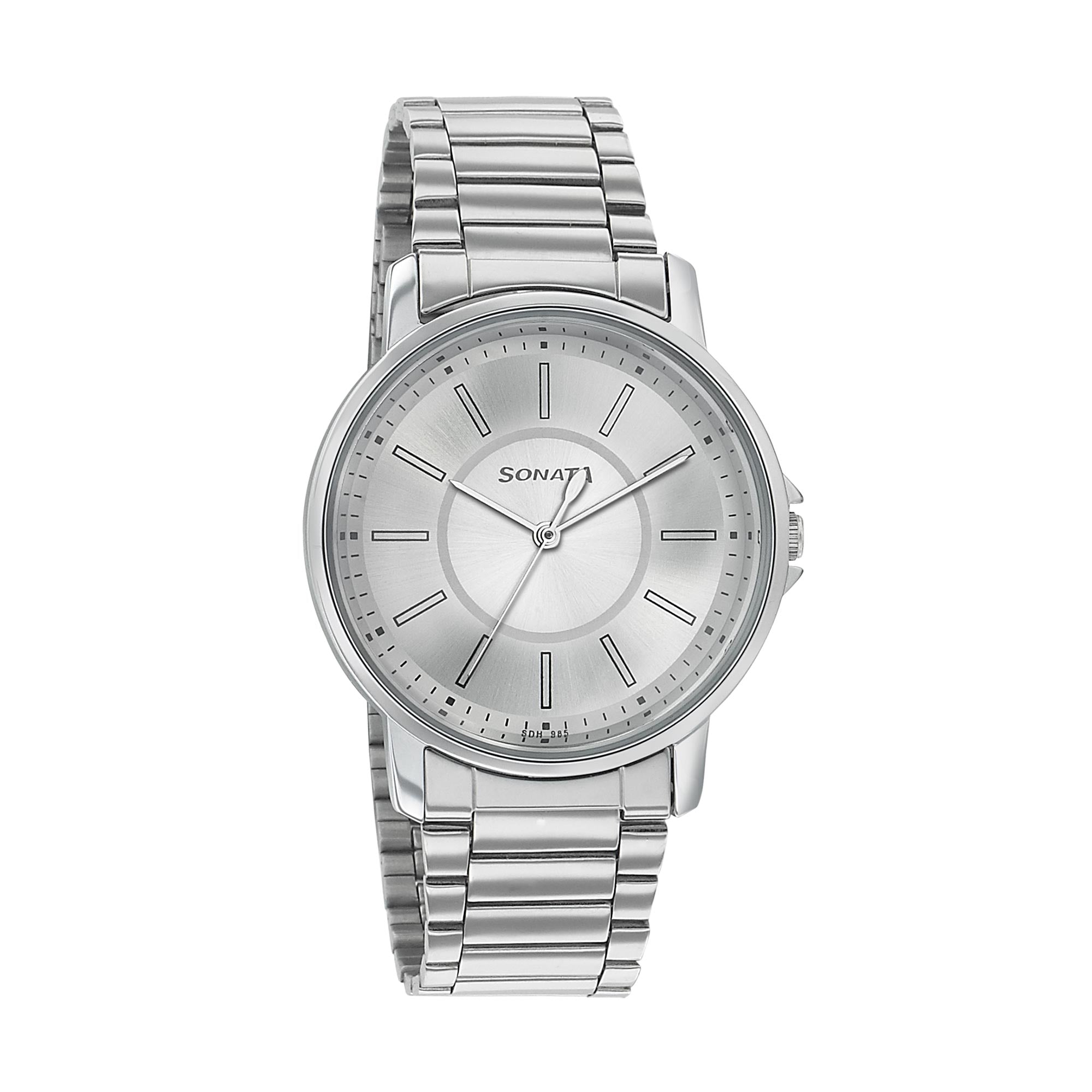 Sonata Silver Dial Stainless Steel Strap Analog Watch for Men
