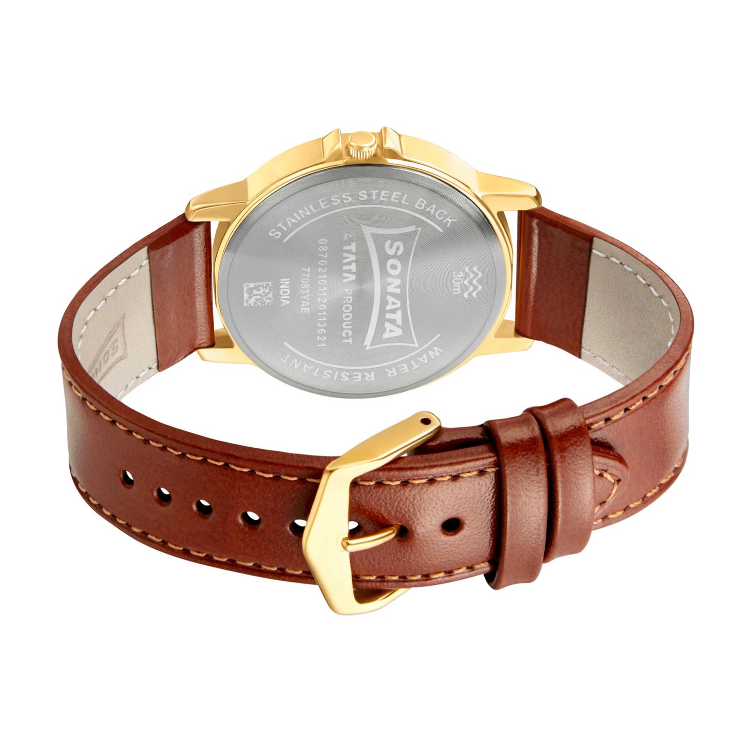 Sonata Essential 2020 Gents Strap Material Leather Dial Colour White 77083YL02