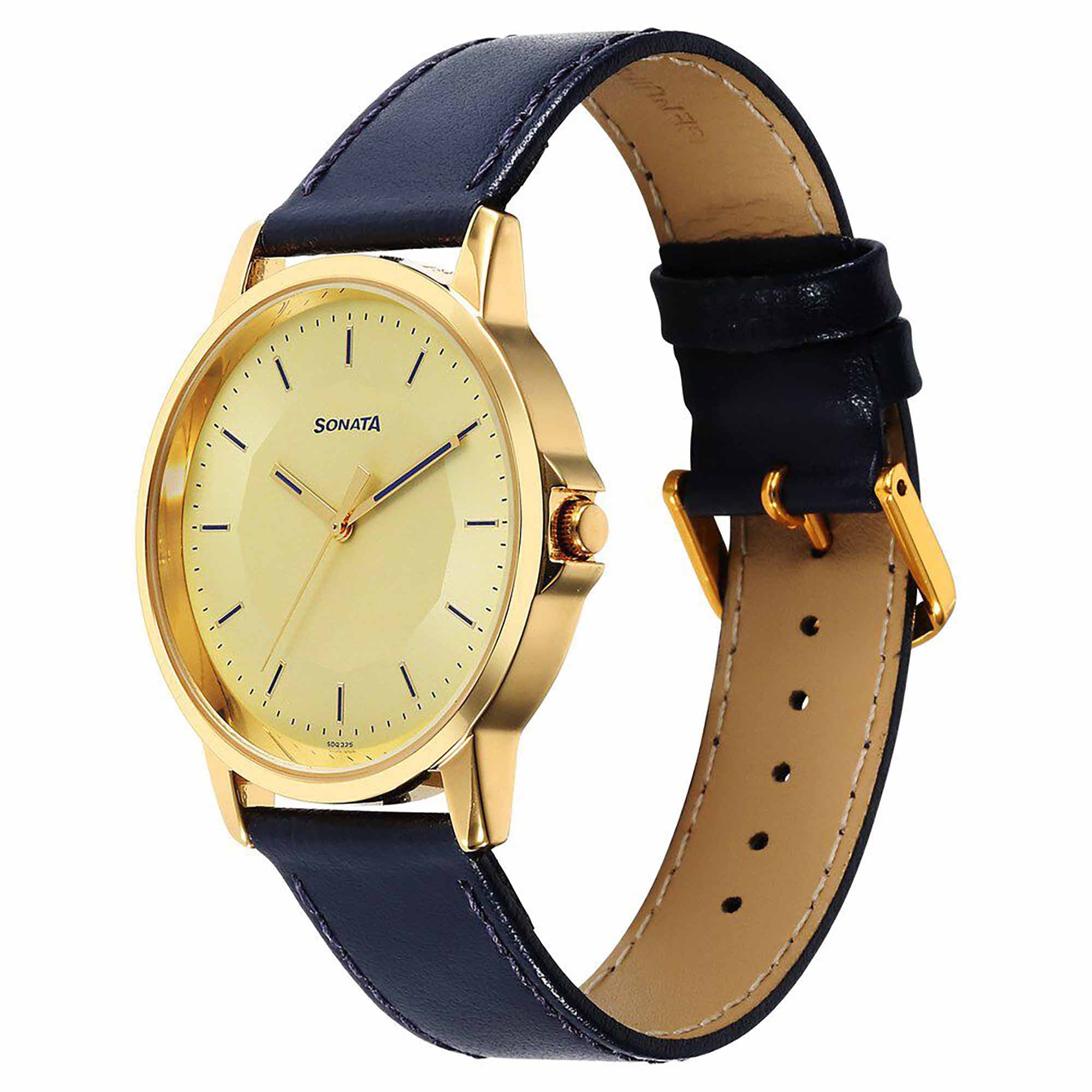 Sota Traditiol Essentials Quartz Alog Champagne Dial Leather Strap Watch for Men (77083YL03)