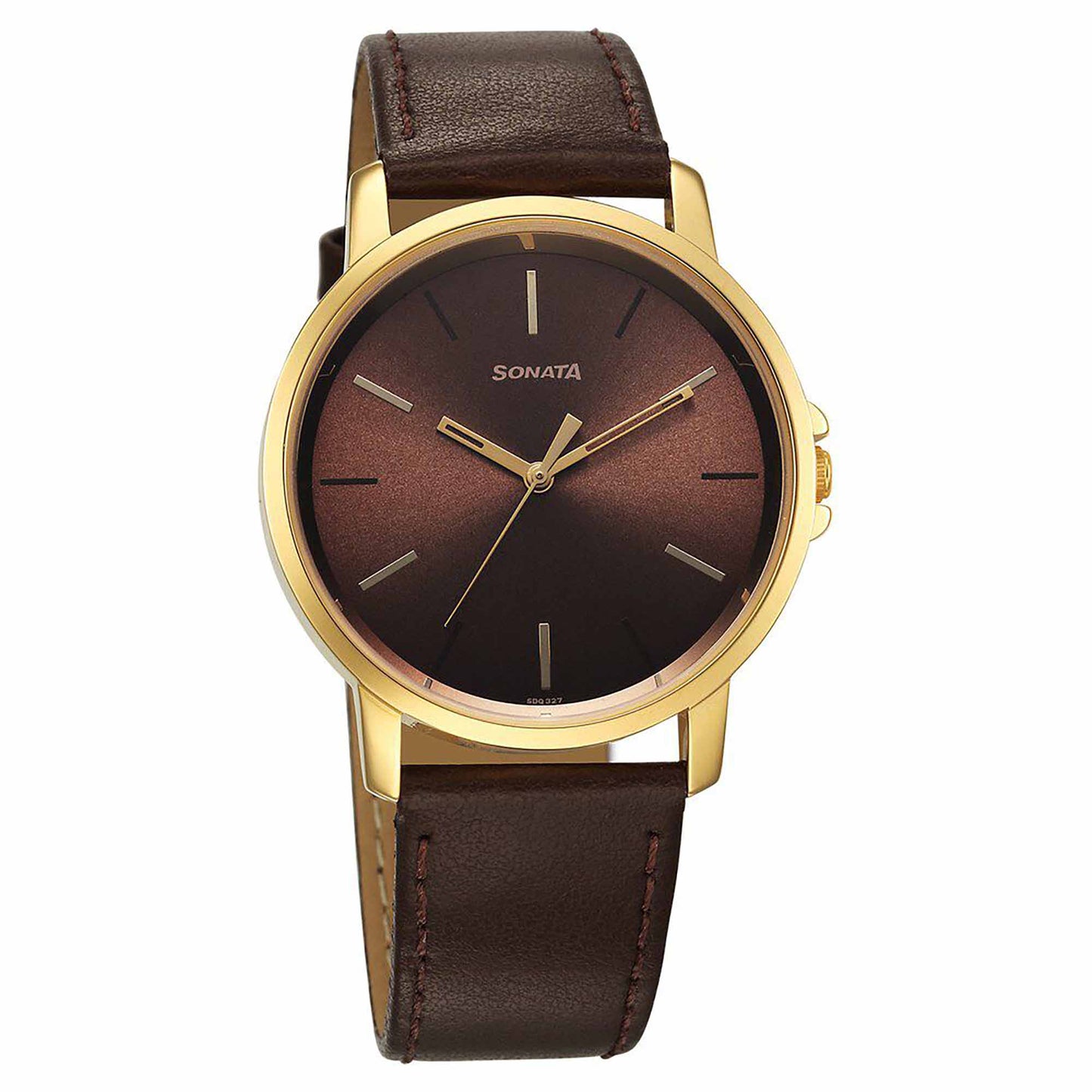 Sota Traditiol Essentials Quartz Alog Brown Dial Leather Strap Watch for Men (77083YL05)