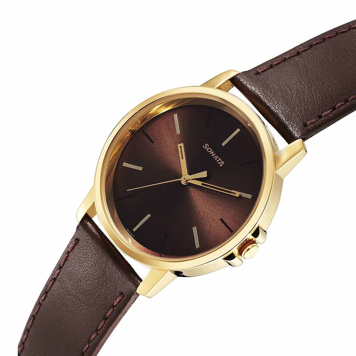 Sota Traditiol Essentials Quartz Alog Brown Dial Leather Strap Watch for Men (77083YL05)