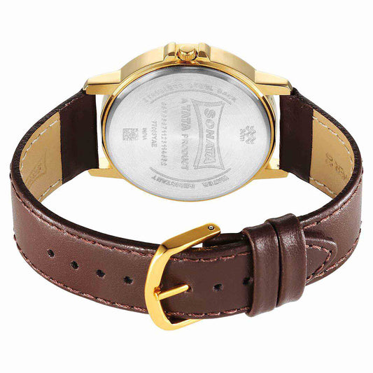Sota Traditiol Essentials Quartz Alog Brown Dial Leather Strap Watch for Men (77083YL05)