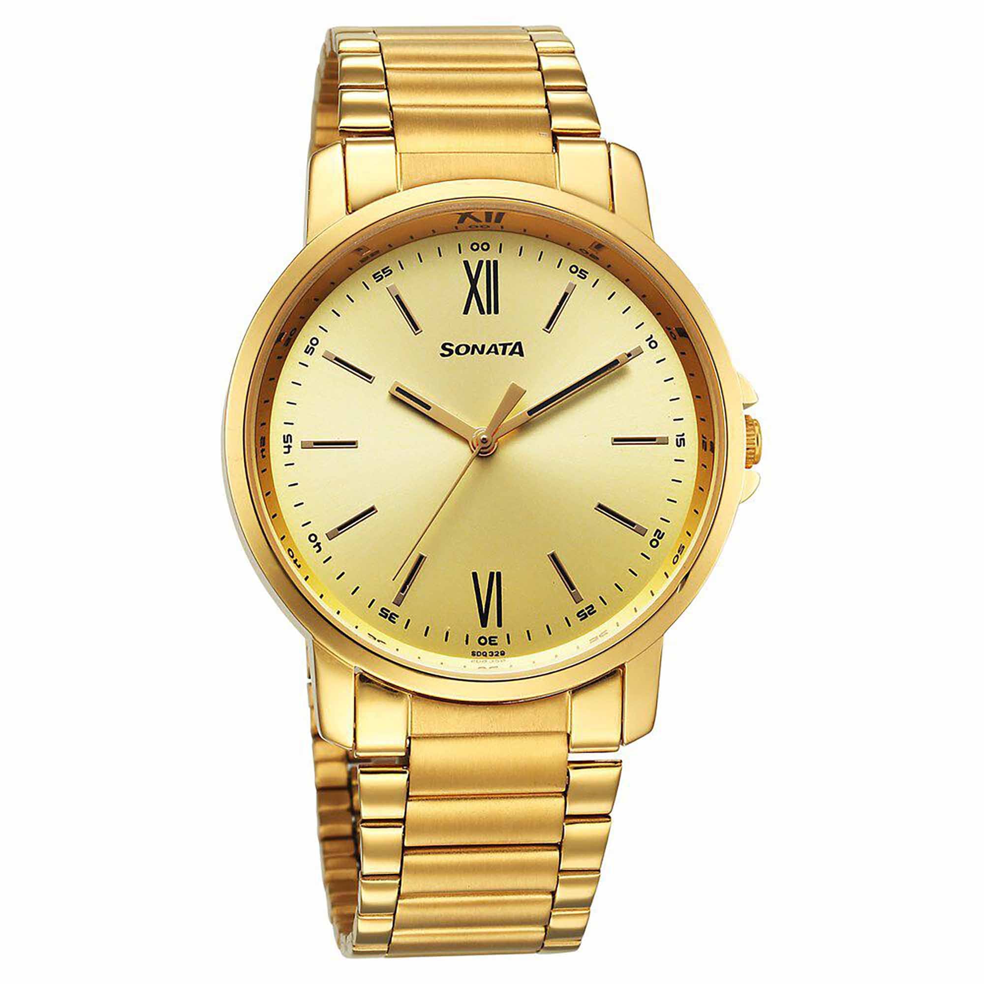 Sota Traditiol Essentials Quartz Alog Champagne Dial Stainless Steel Strap Watch for Men (77083YM05)