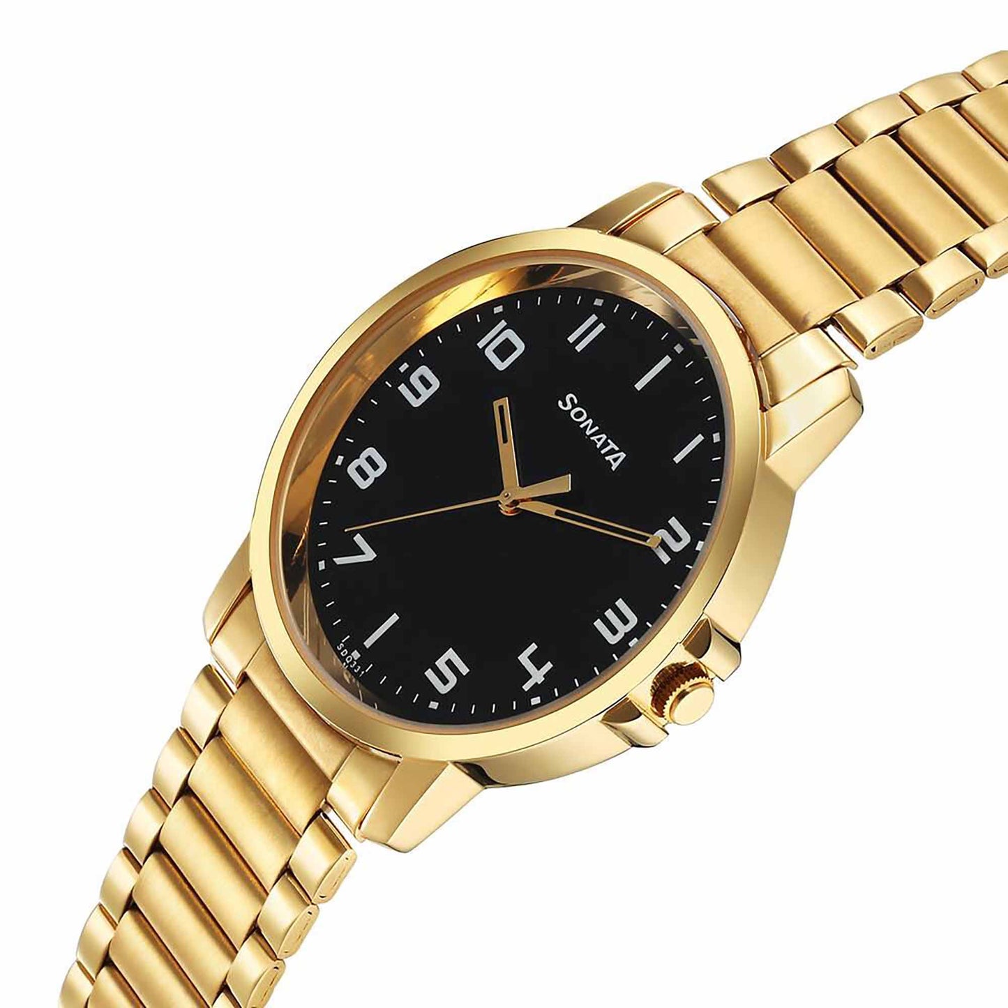 Sota Traditiol Essentials Quartz Alog Black Dial Stainless Steel Strap Watch for Men (77083YM07)