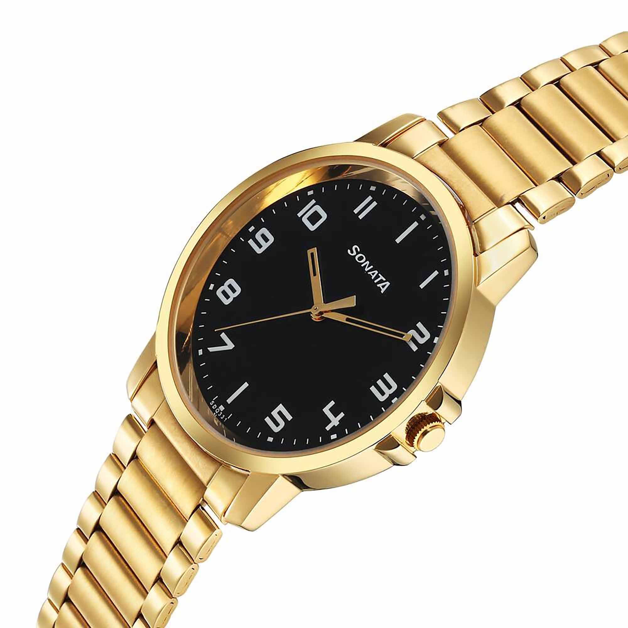 Sota Traditiol Essentials Quartz Alog Black Dial Stainless Steel Strap Watch for Men (77083YM07)