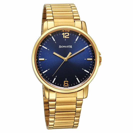 Sota Traditiol Essentials Quartz Alog Blue Dial Stainless Steel Strap Watch for Men (77083YM08)