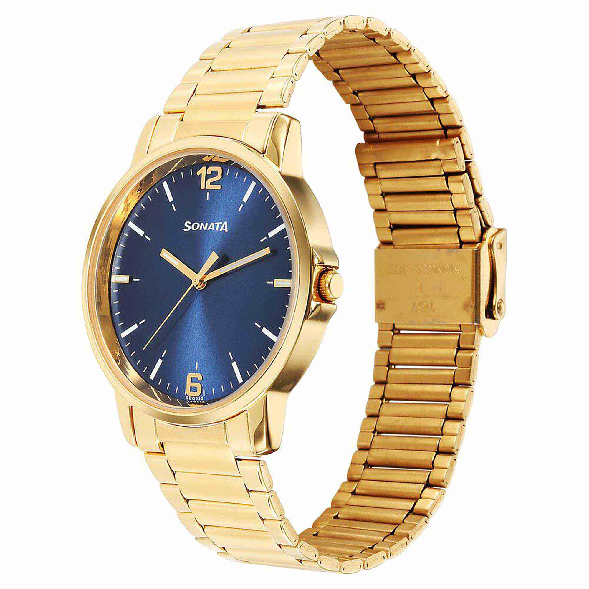 Sota Traditiol Essentials Quartz Alog Blue Dial Stainless Steel Strap Watch for Men (77083YM08)