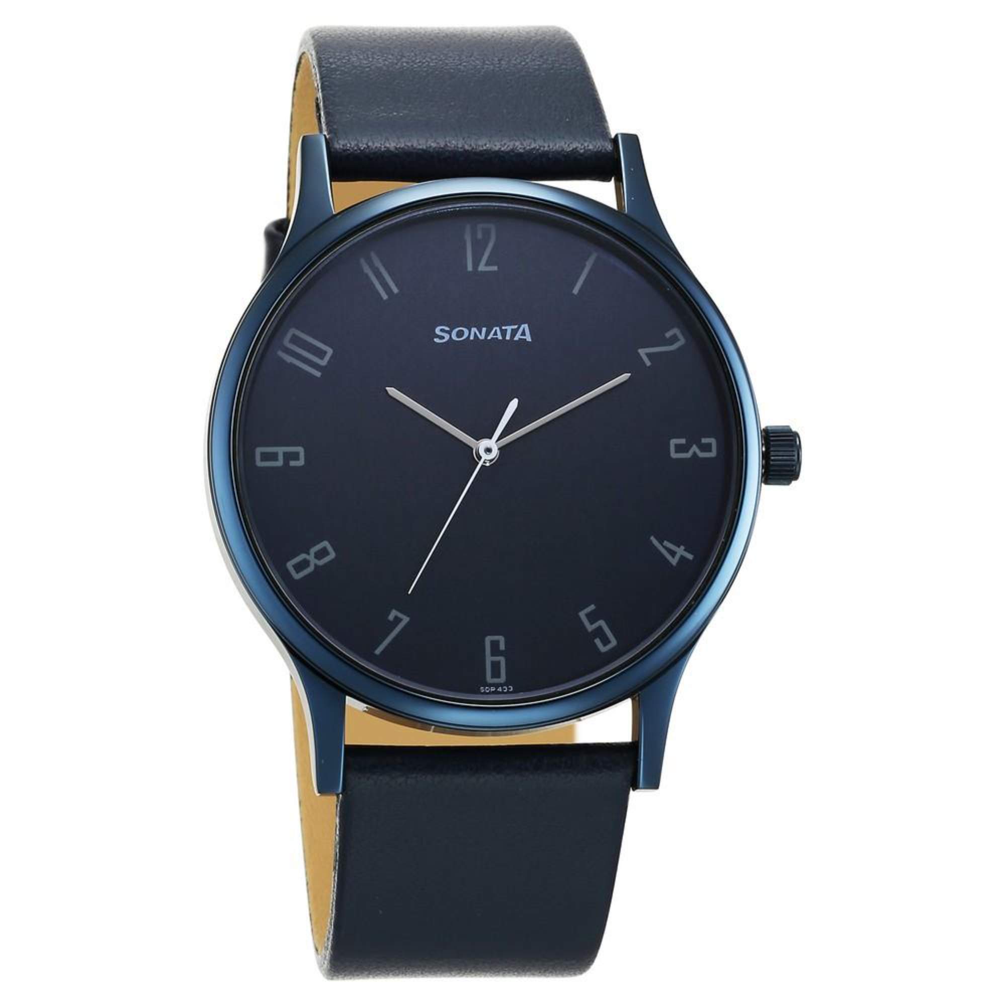 Sonata Blue Dial Leather Strap Analog Watch for Men
