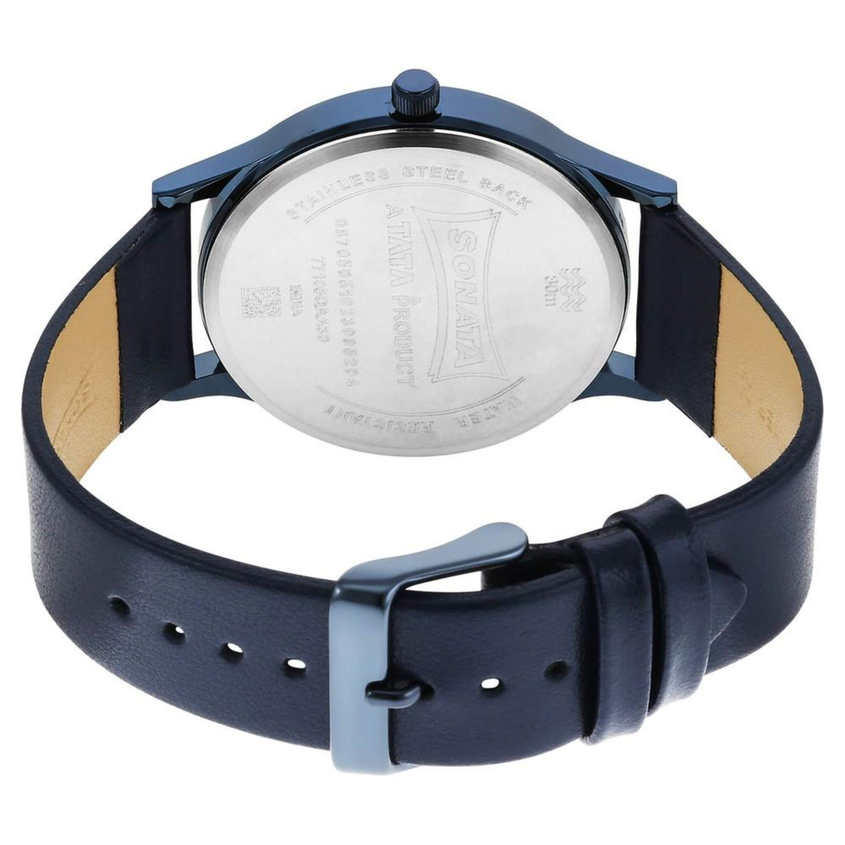 Sonata Blue Dial Leather Strap Analog Watch for Men
