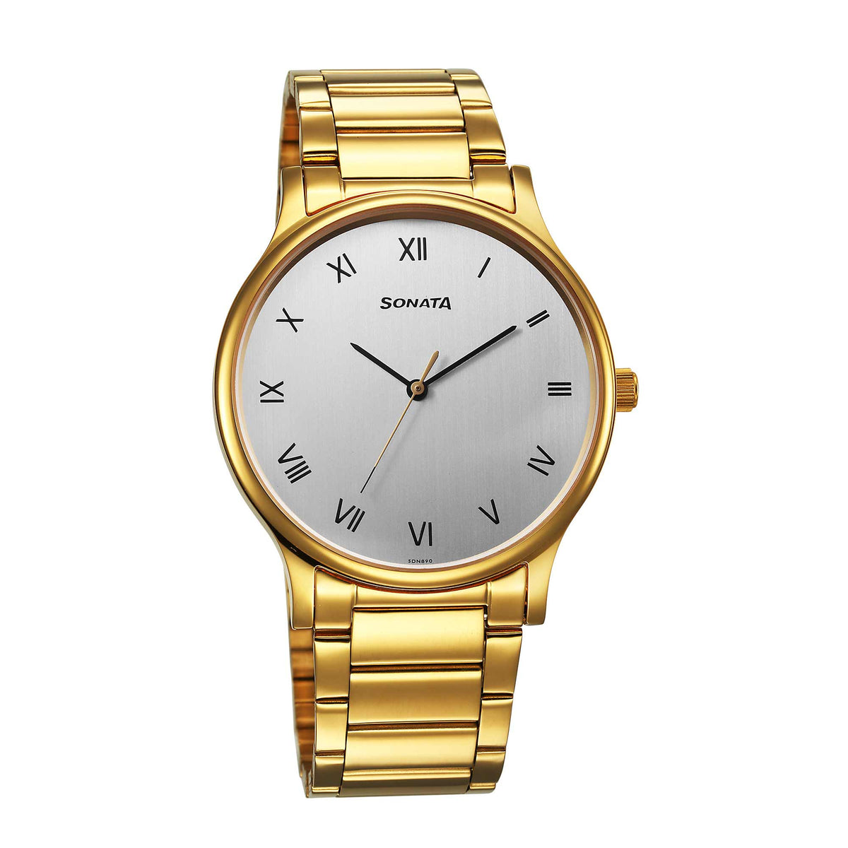 Sonata Silver Dial Gold Stainless Steel Strap Analog Watch for Men