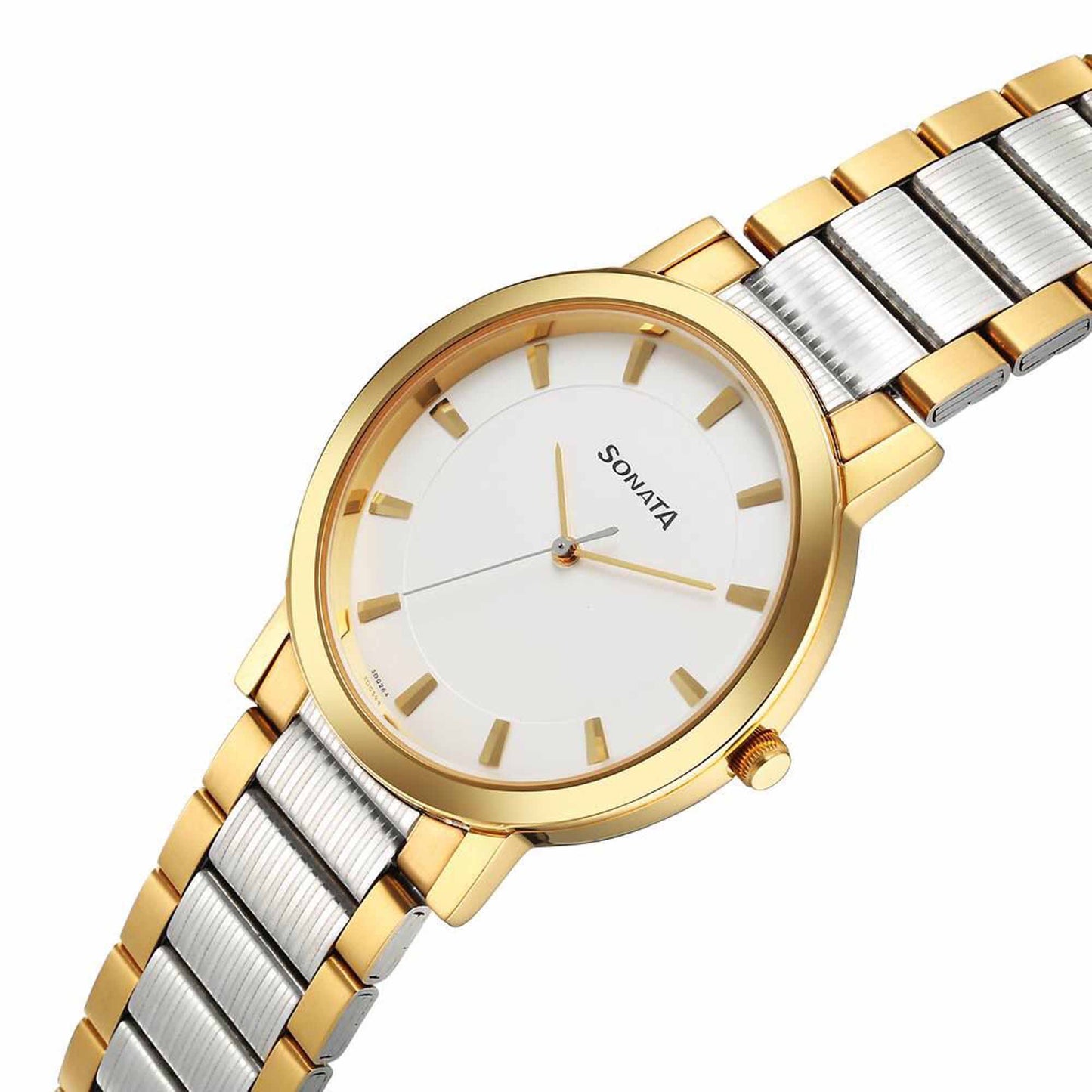 Sota Utsav Quartz Alog White Dial Stainless Steel Strap Watch for Men (77108BM05)