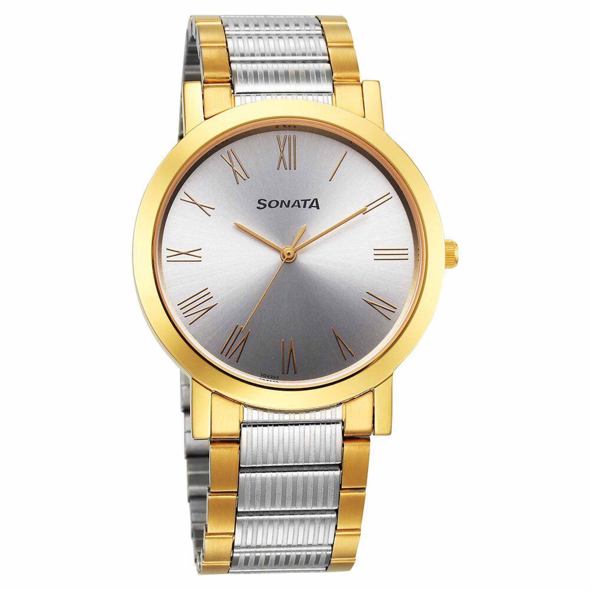 Sota Utsav Quartz Alog Grey Dial Stainless Steel Strap Watch for Men (77108BM06)