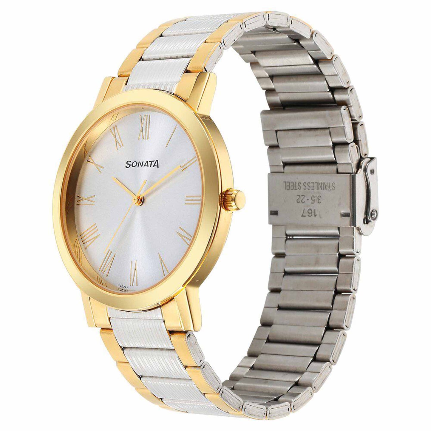 Sota Utsav Quartz Alog Grey Dial Stainless Steel Strap Watch for Men (77108BM06)