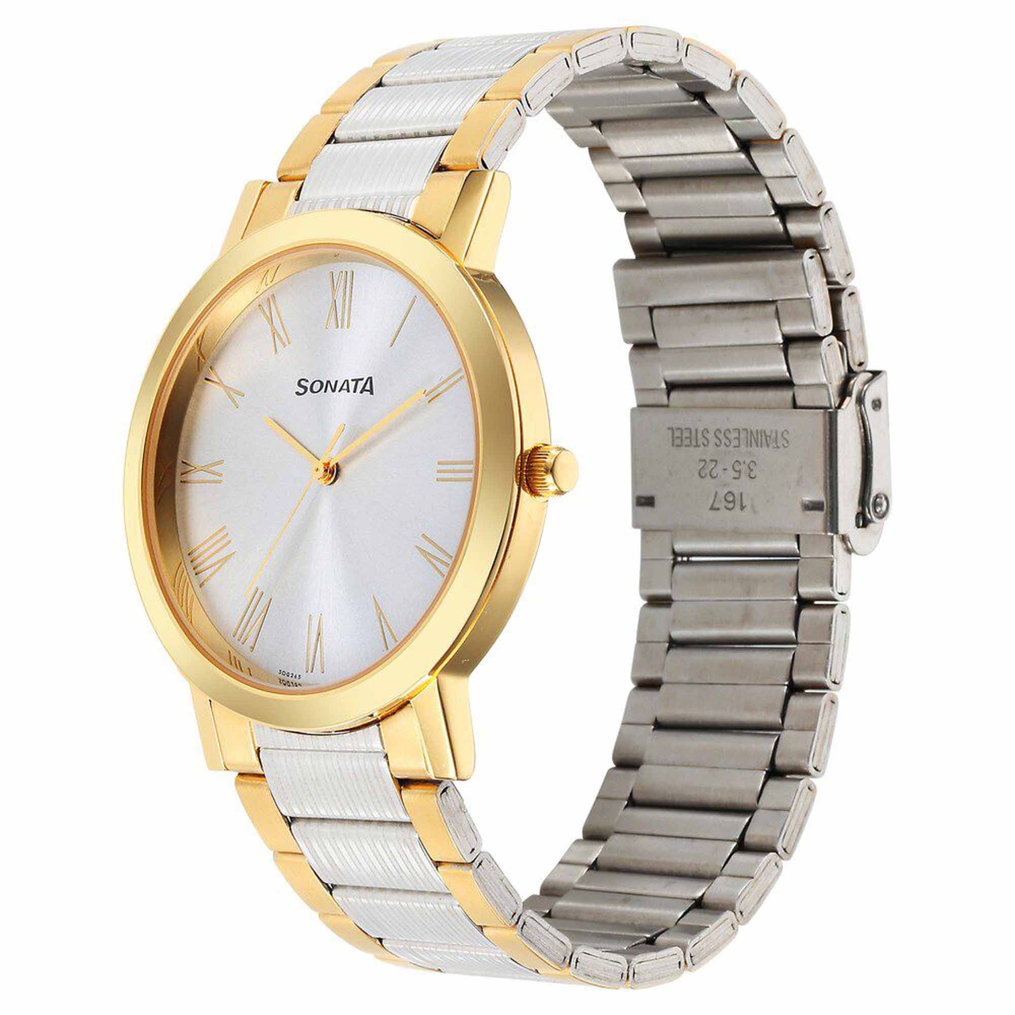 Sota Utsav Quartz Alog Grey Dial Stainless Steel Strap Watch for Men (77108BM06)