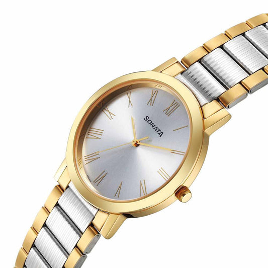 Sota Utsav Quartz Alog Grey Dial Stainless Steel Strap Watch for Men (77108BM06)