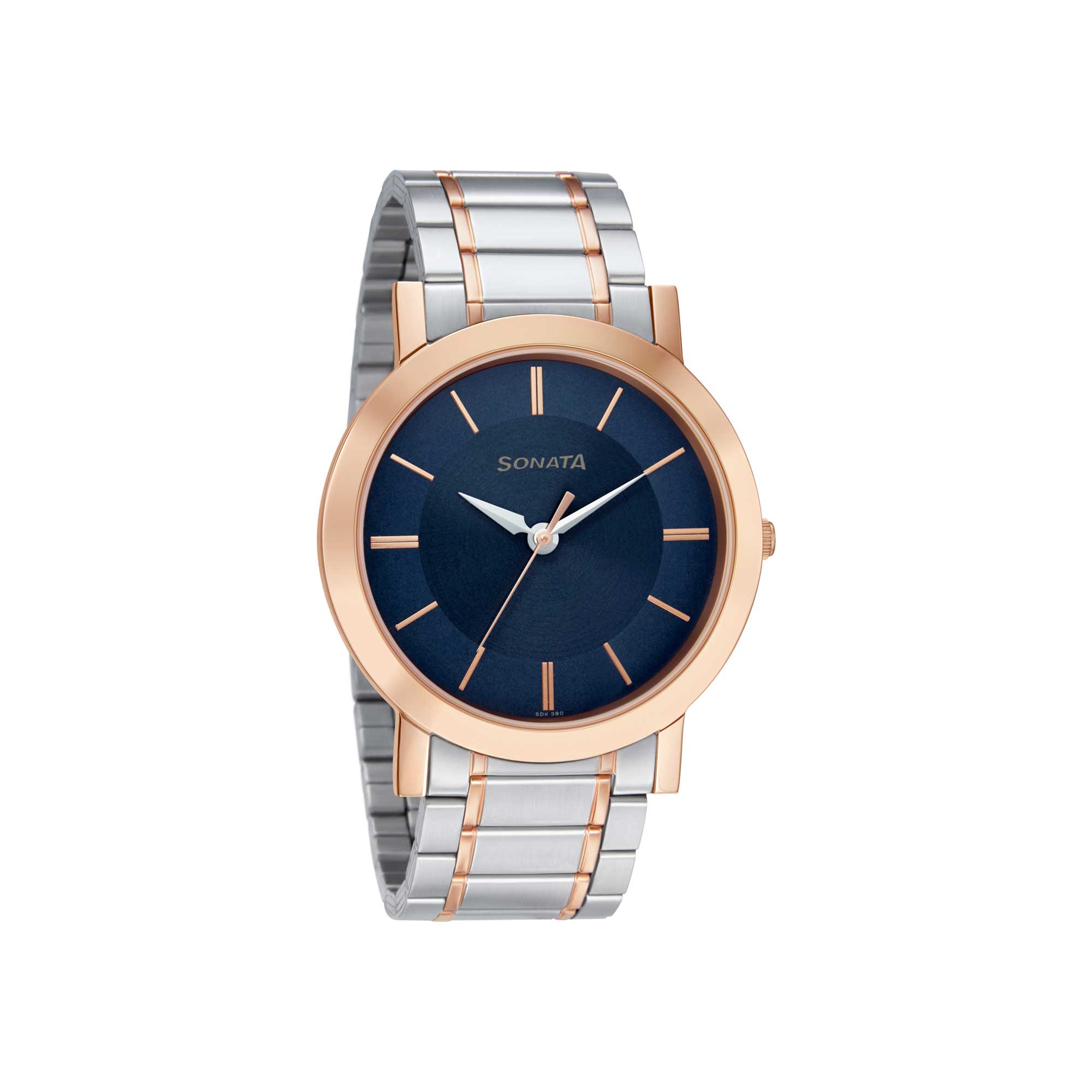Sonata Quartz Analog Blue Dial Stainless Steel Strap Watch for Men