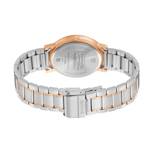 Sonata Quartz Analog Blue Dial Stainless Steel Strap Watch for Men