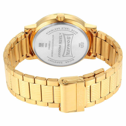 Sota Utsav Quartz Alog with Day and Date Green Dial Stainless Steel Strap Watch for Men (77108YM12)