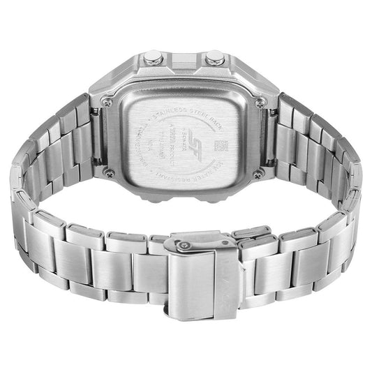 SF Hexa Metal Digital Digital Black Dial Stainless Steel Strap Watch for Unisex